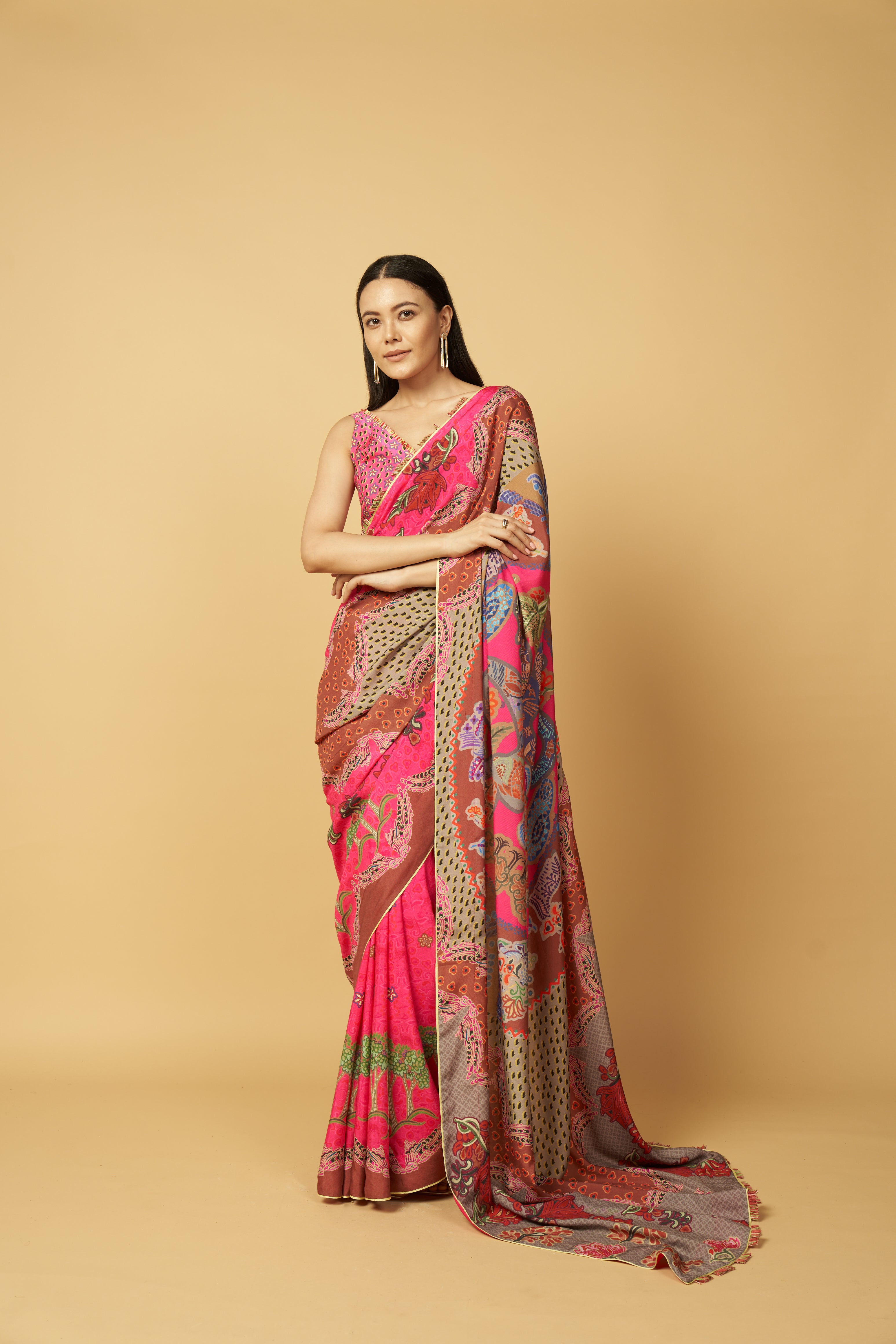 Stoneveil Saree - Pink