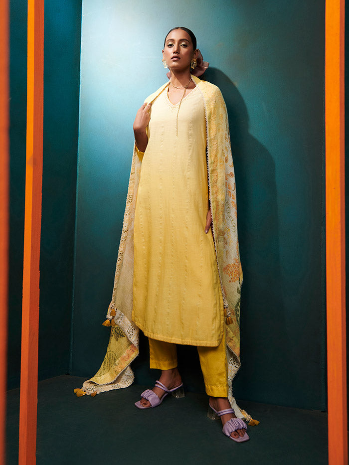 Ombre Kurta Set - Yellow