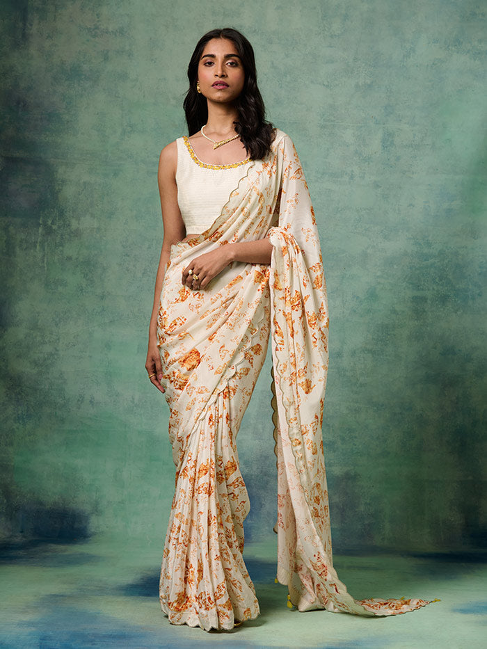 Nargis Ivory Pre-stitched Saree | Shop Saundh