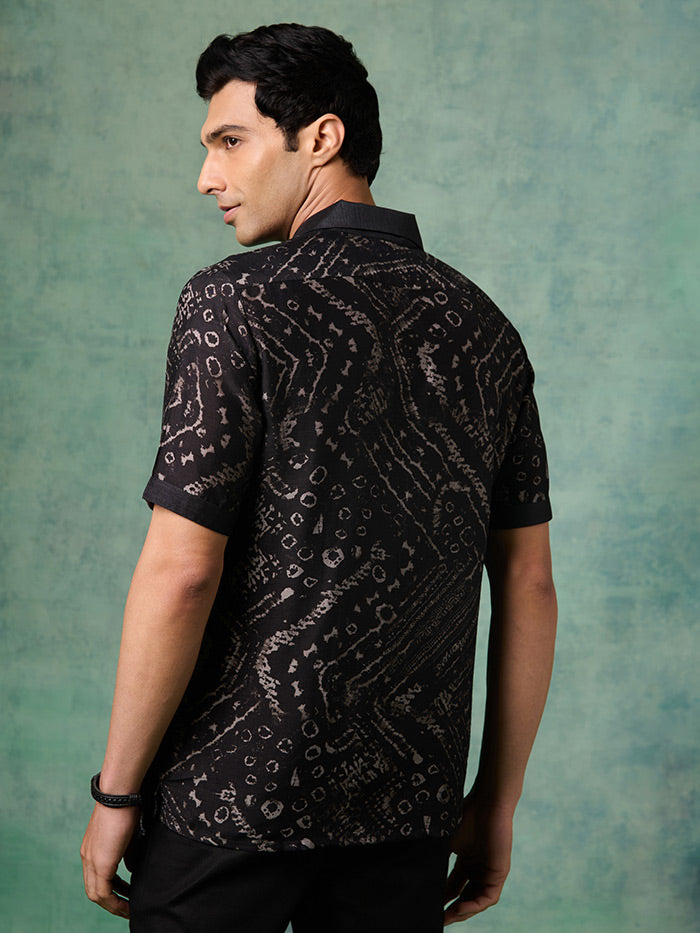 Black Printed Bandhani Shirt | Shop Saundh Man
