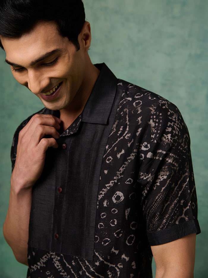 Black Printed Bandhani Shirt | Shop Saundh Man