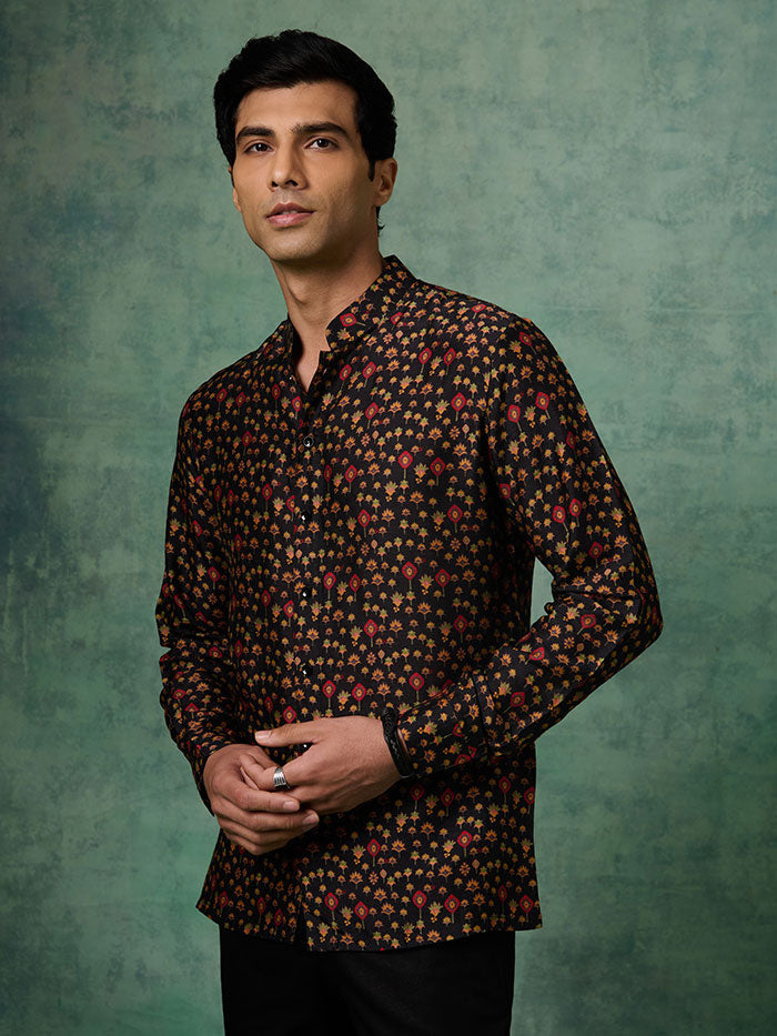 Black Printed Taksh Shirt | Shop Saundh Man