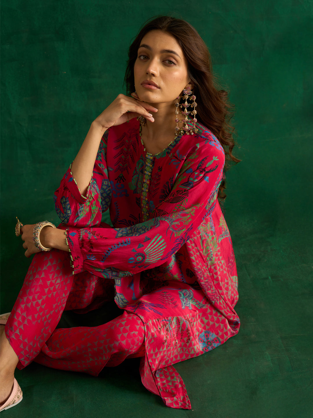 Rukhsat Kurta Set- Pink