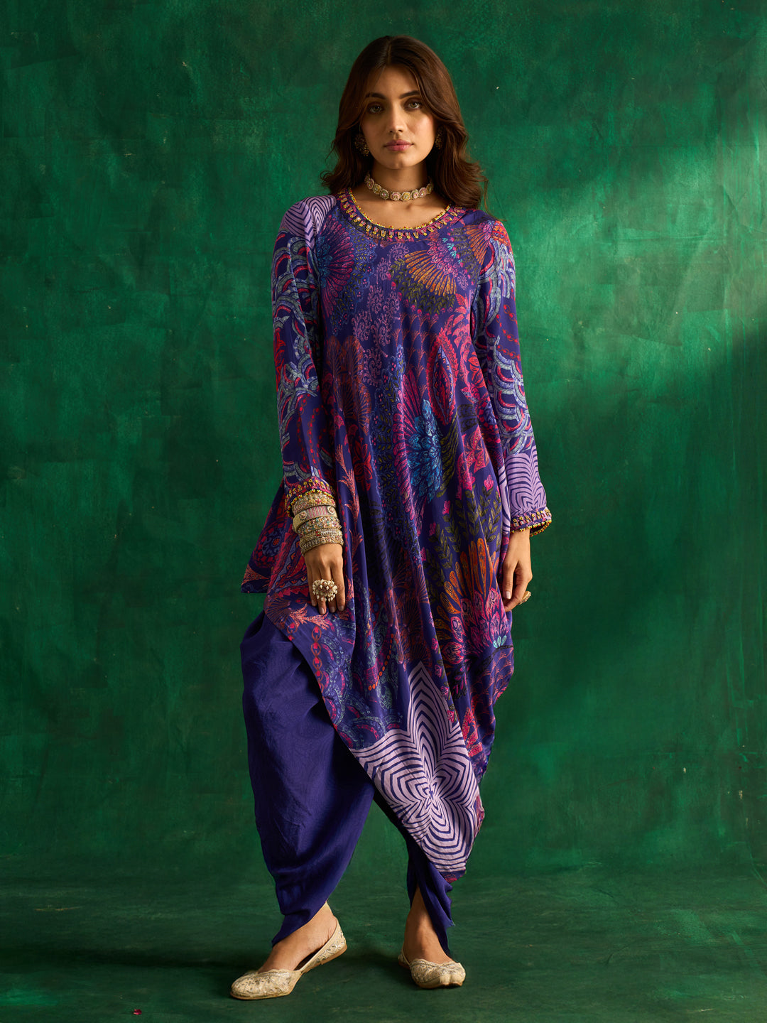 Sufiana Dhoti Set- Purple