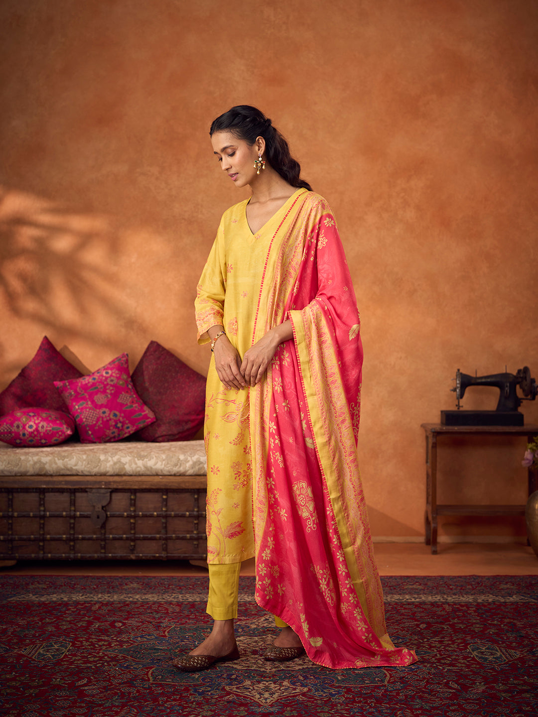 Mehfooz Unstitched Kurta Set - Yellow