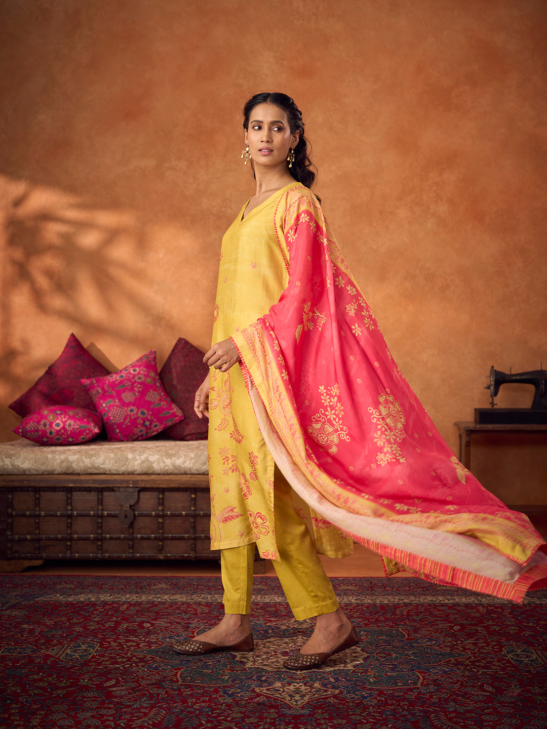 Mehfooz Unstitched Kurta Set - Yellow