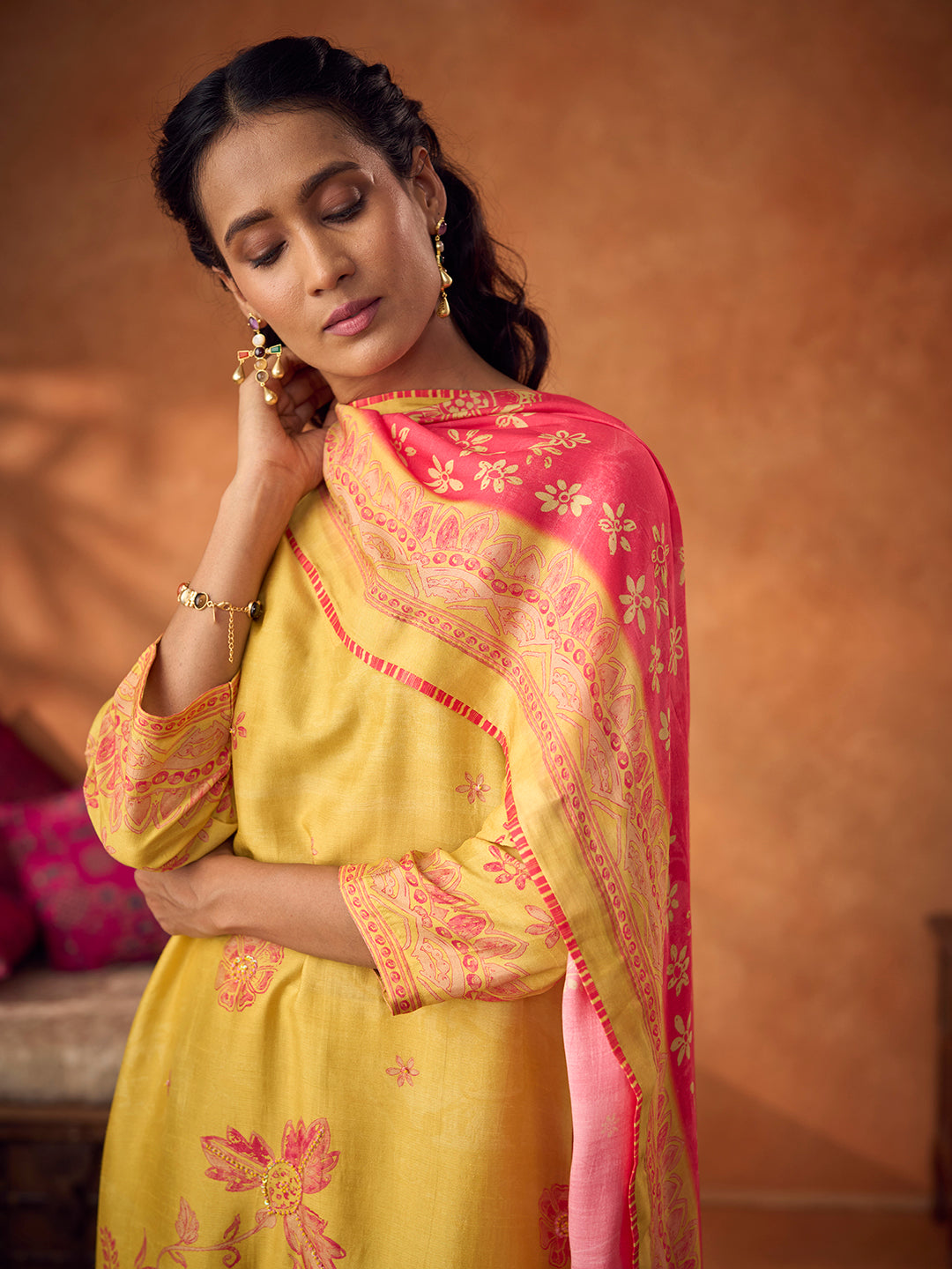Mehfooz Unstitched Kurta Set - Yellow