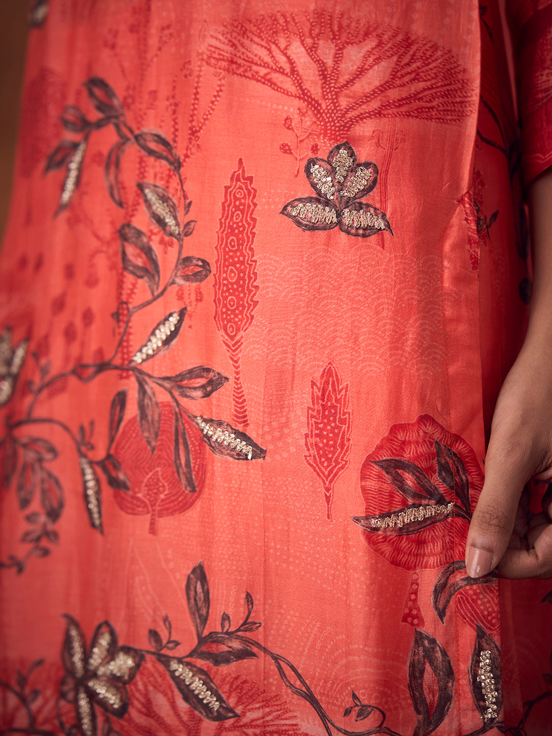Azaara Unstitched Kurta Set - Orange
