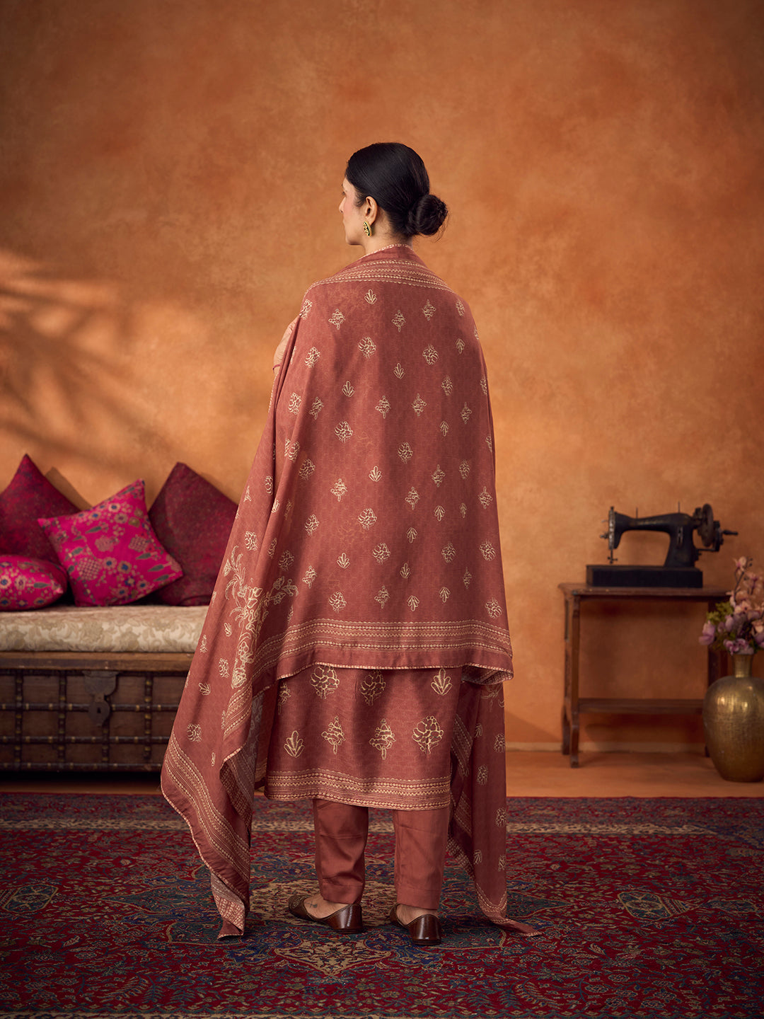 Lamha Unstitched Kurta Set - Brown