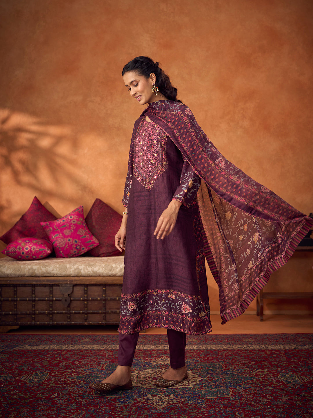 Silsila Unstitched Kurta Set - Purple
