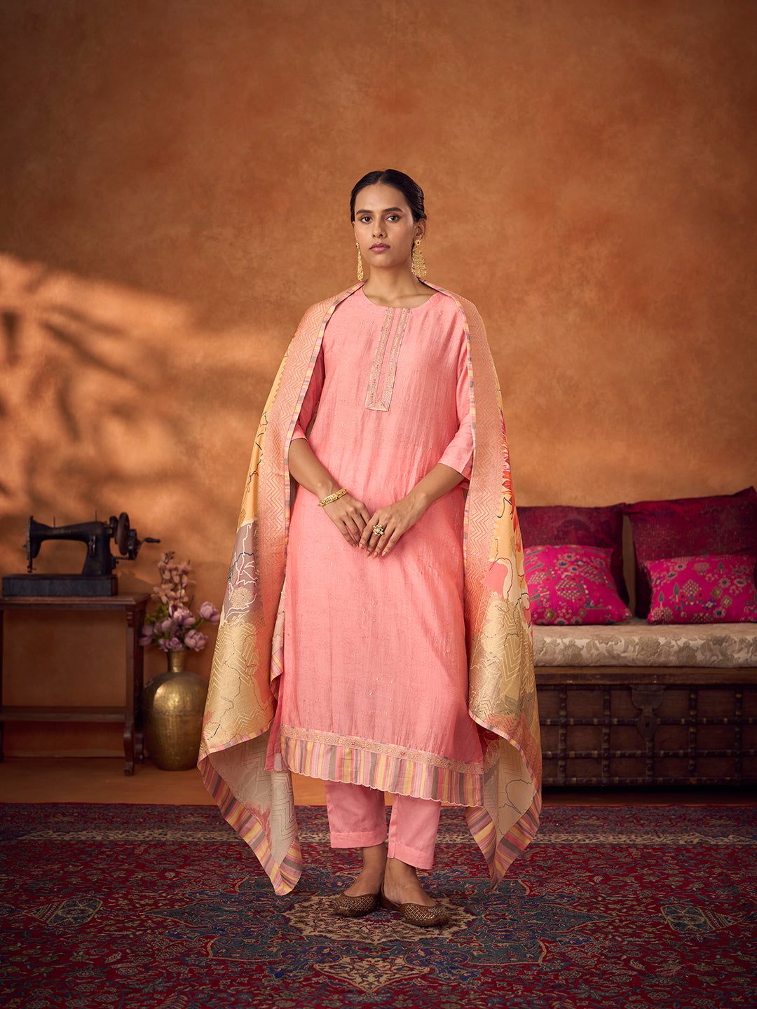 Gulbutti Unstitched Kurta Set - Pink