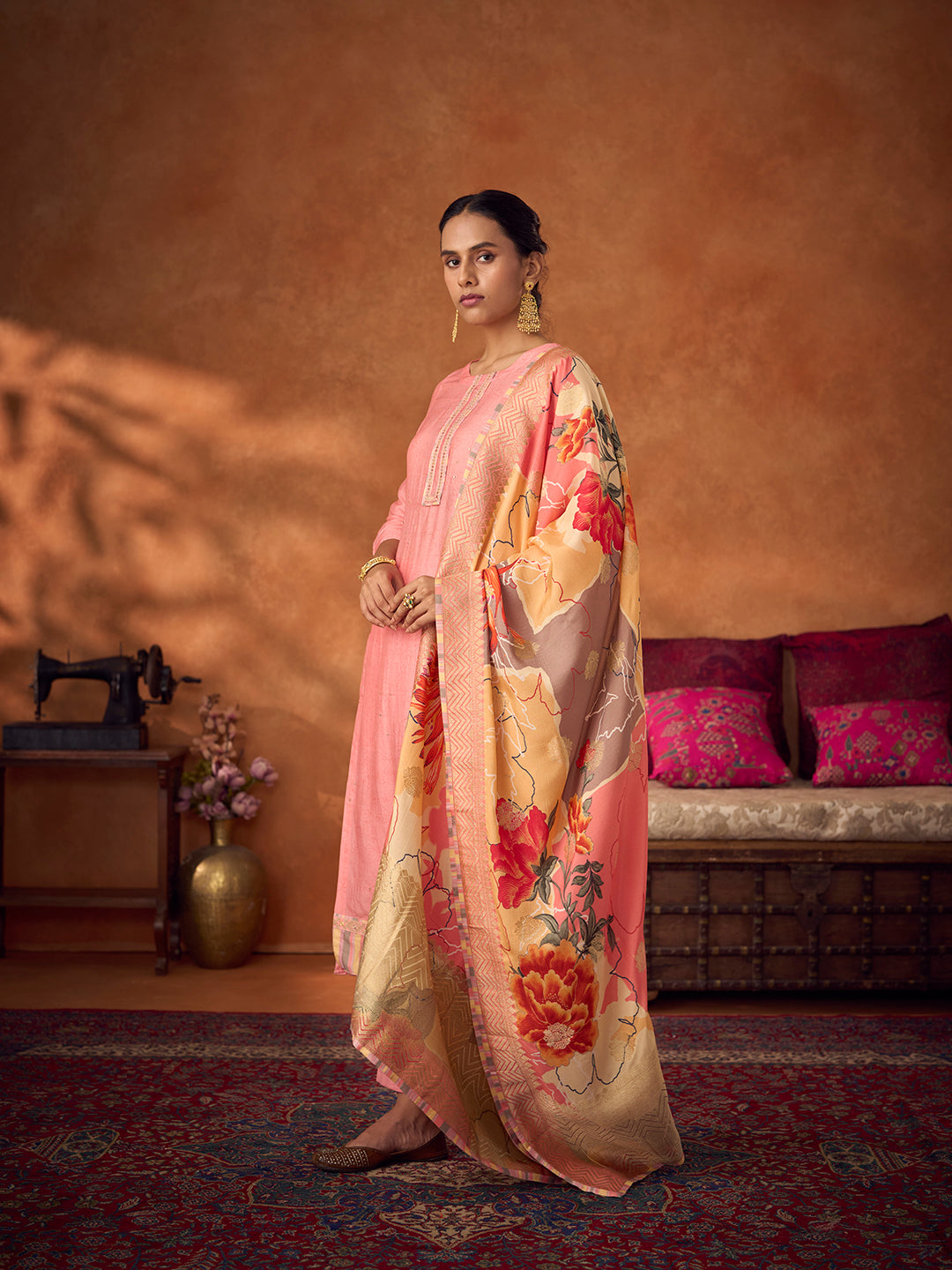 Gulbutti Unstitched Kurta Set - Pink