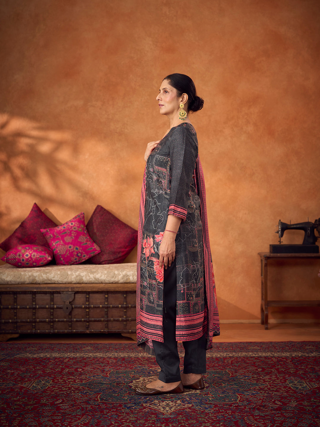 Mehrab Unstitched Kurta Set - Grey