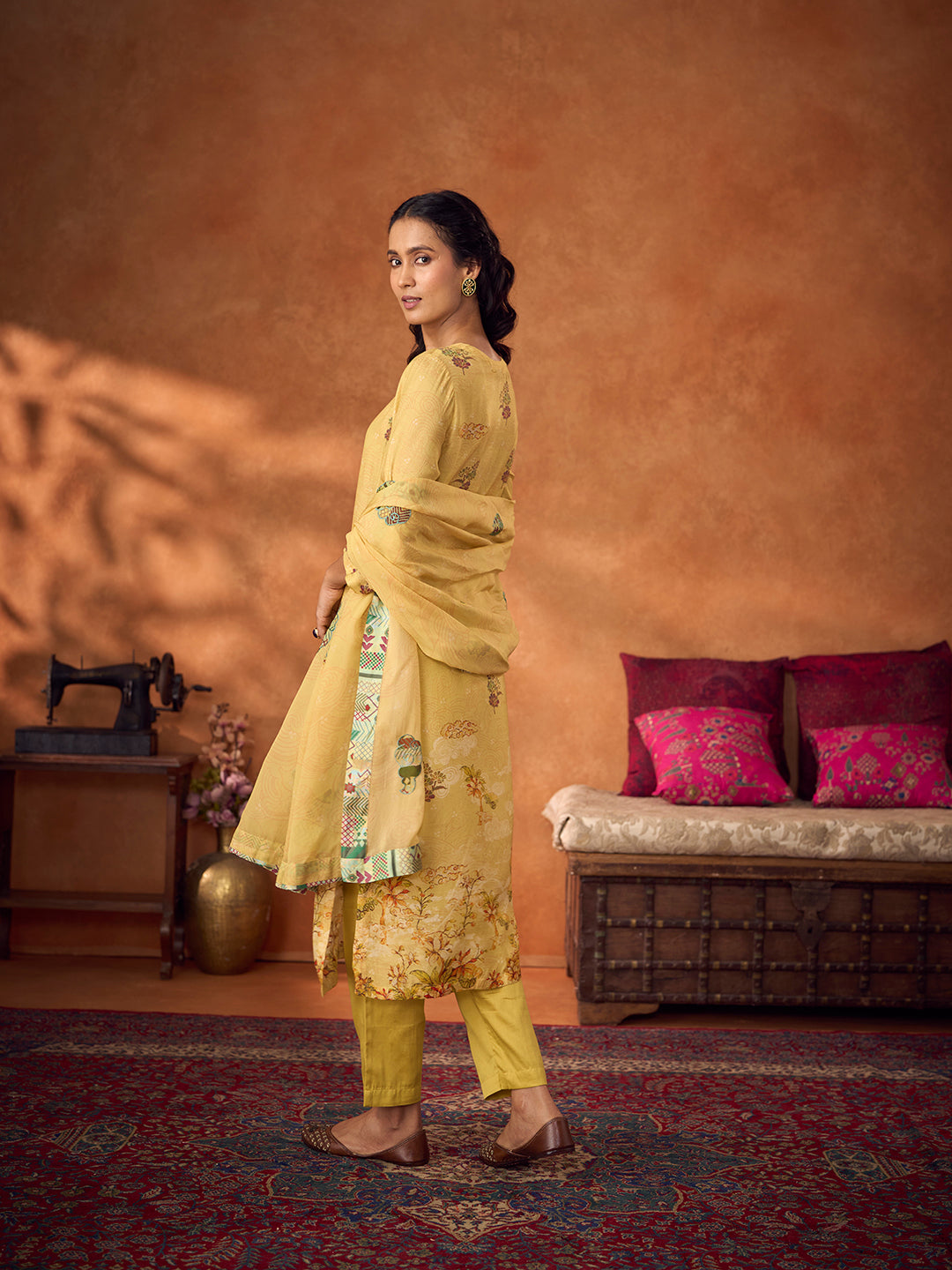 Naqsh Unstitched Kurta Set - Yellow