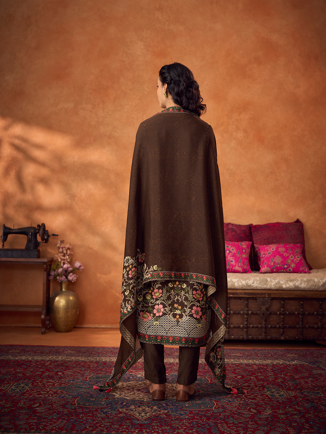 Zehra Unstitched Kurta Set - Brown