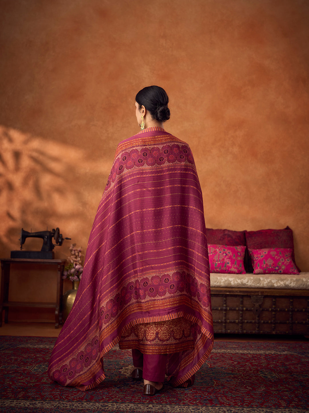 Rilli Unstitched Kurta Set - Purple
