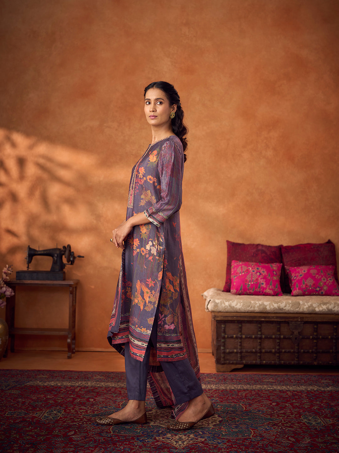 Zarbaft Unstitched Kurta Set - Blue