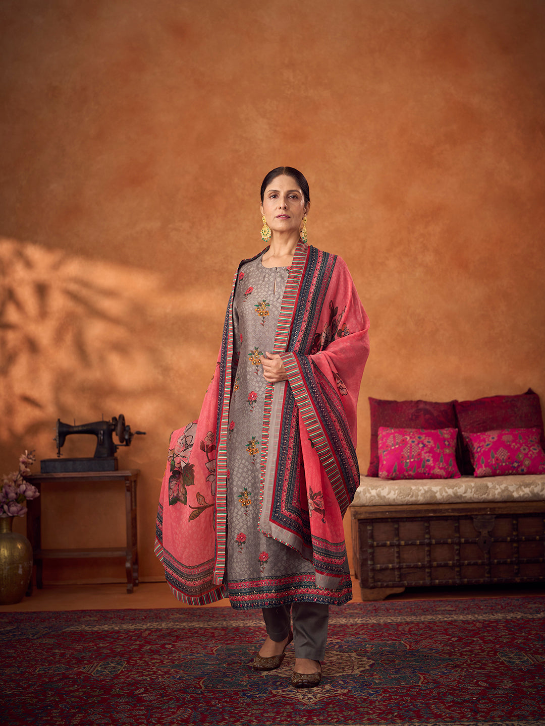 Baana Unstitched Kurta Set - Grey