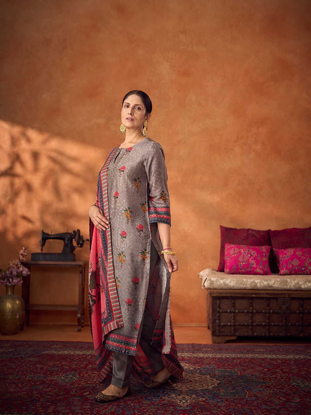 Baana Unstitched Kurta Set - Grey