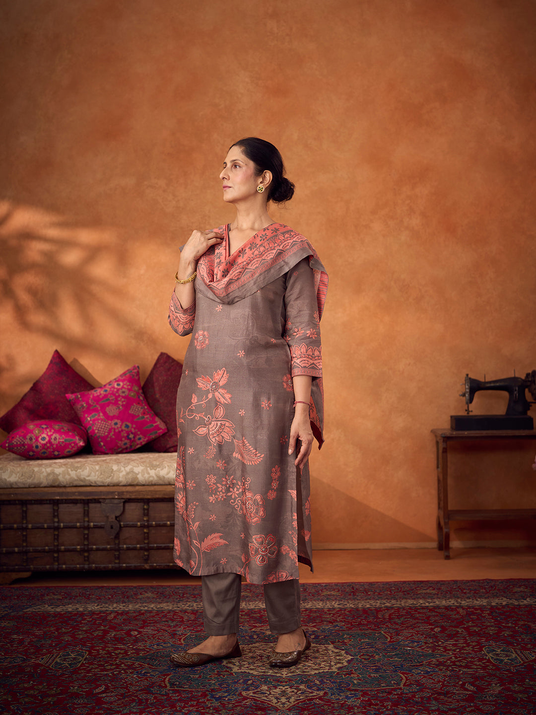Tarsem Unstitched Kurta Set - Grey