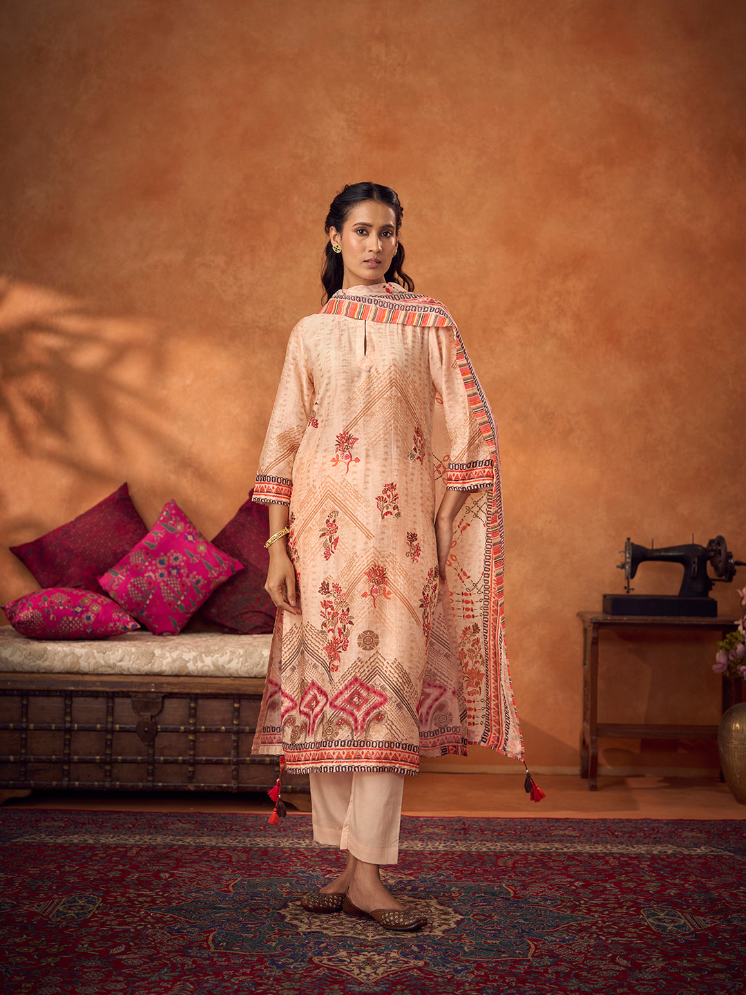 Mitti Unstitched Kurta Set - Beige
