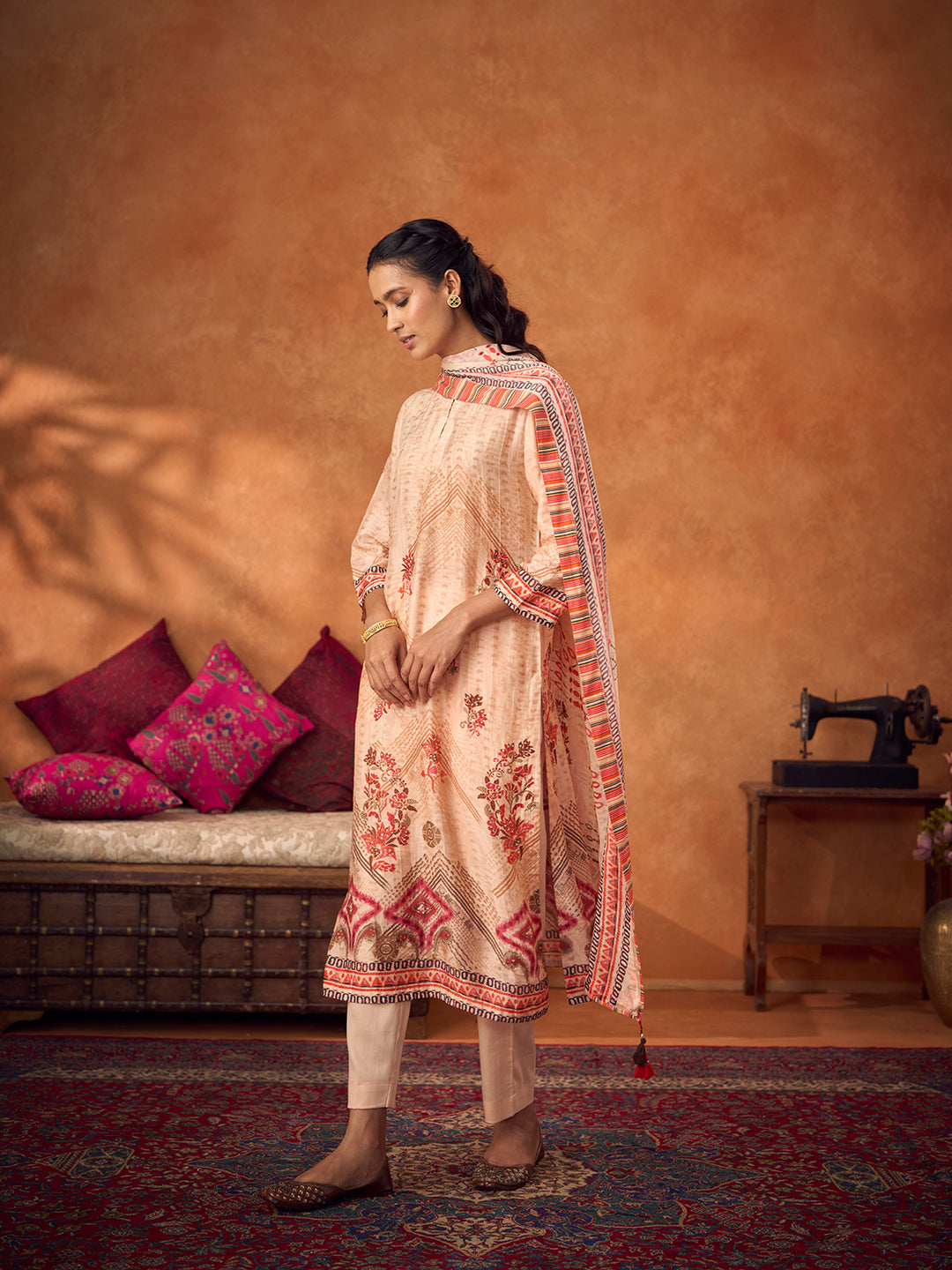 Mitti Unstitched Kurta Set - Beige