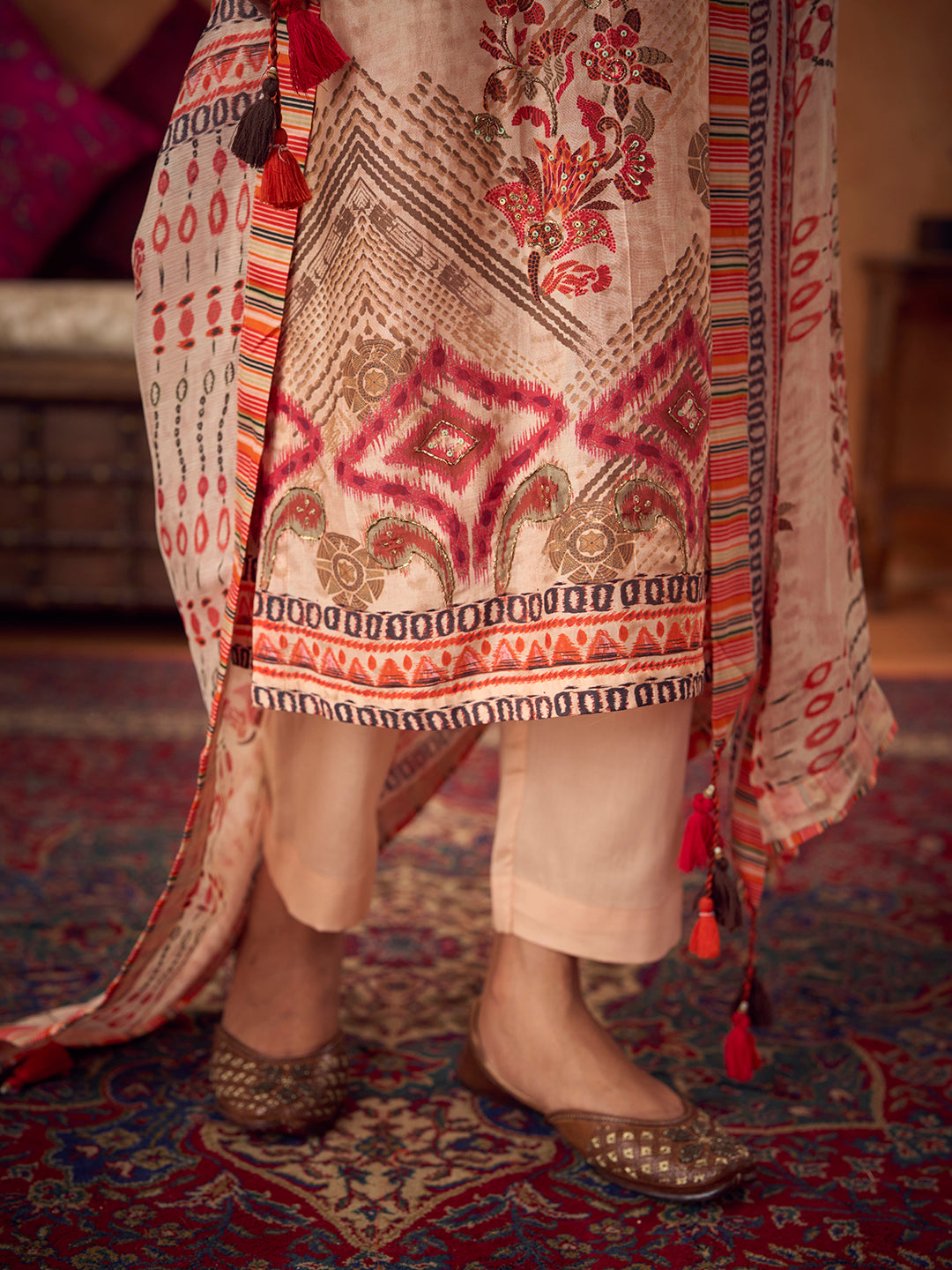 Mitti Unstitched Kurta Set - Beige