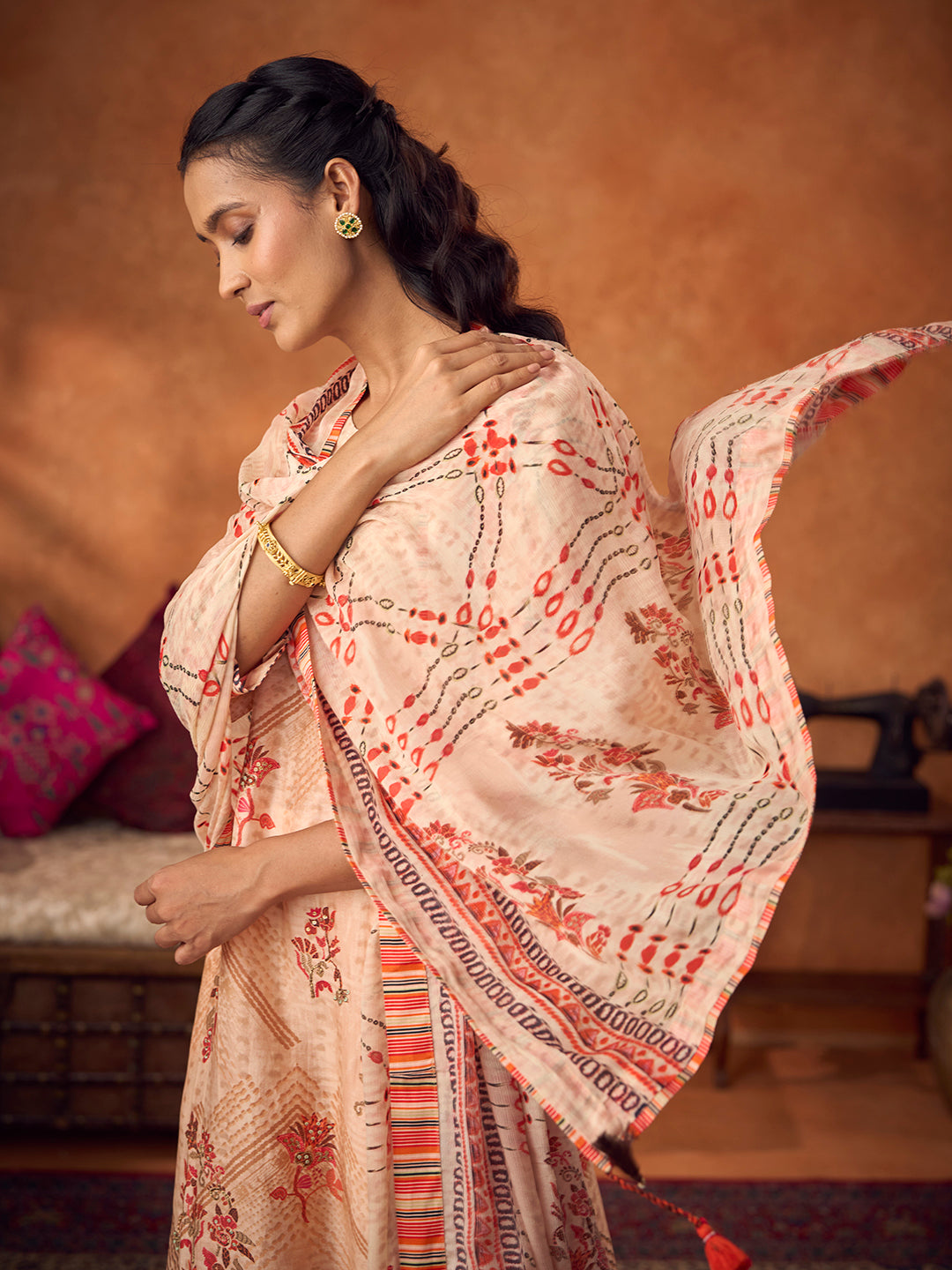 Mitti Unstitched Kurta Set - Beige