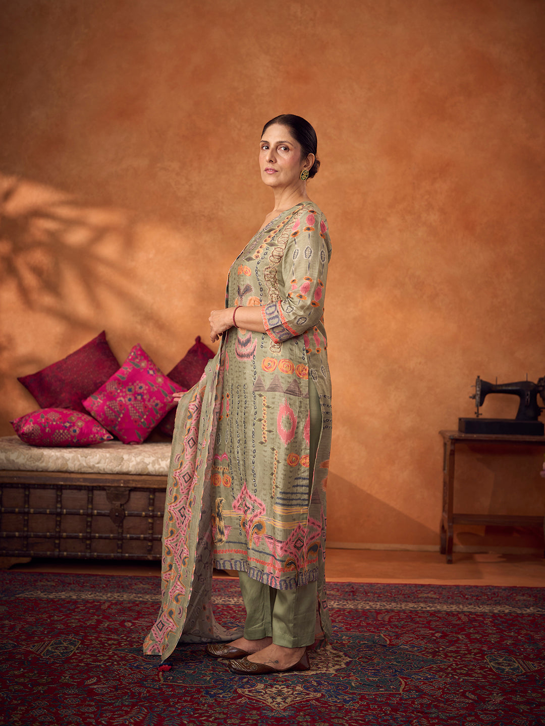 Kora Unstitched Kurta Set - Green