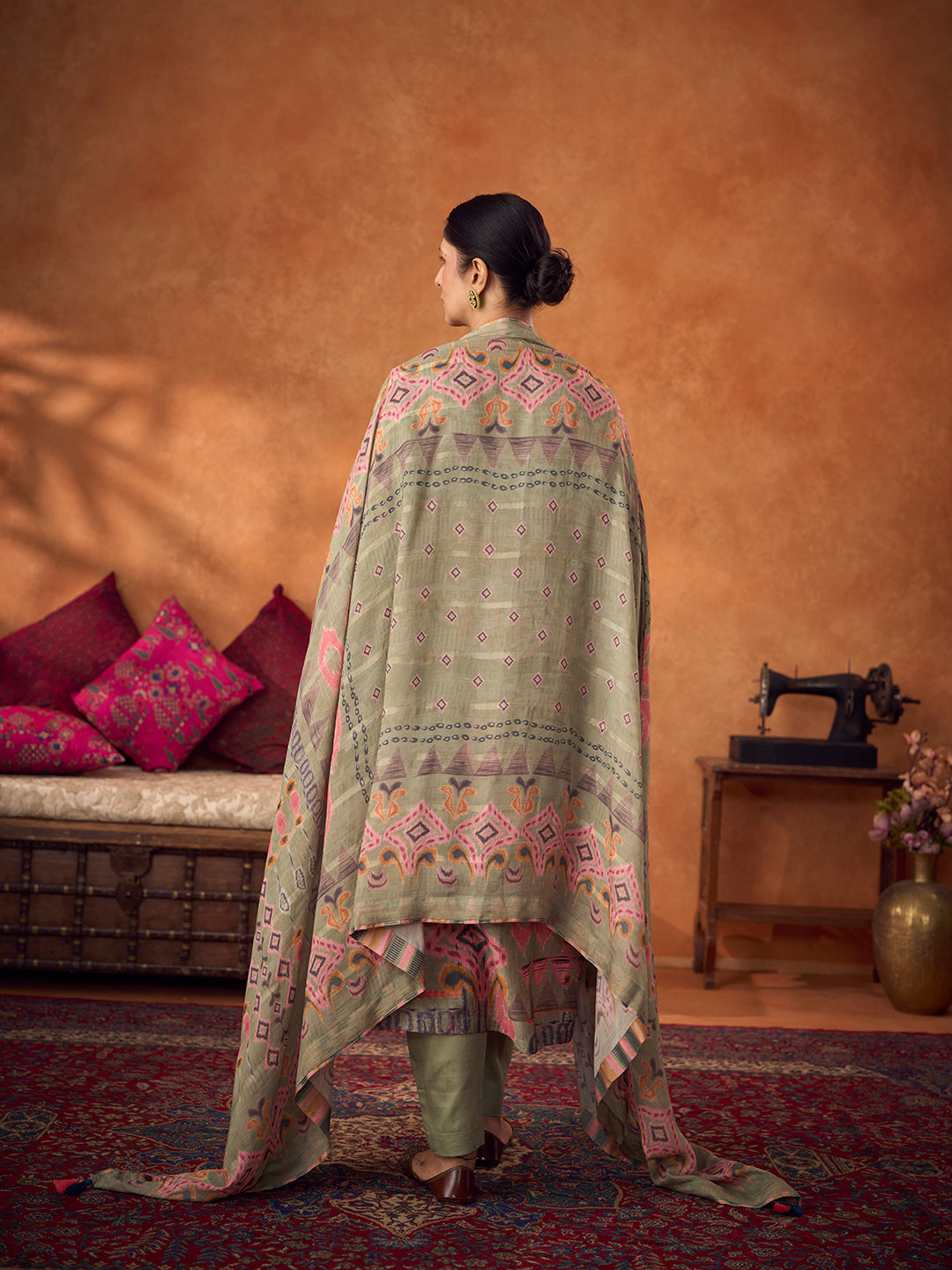 Kora Unstitched Kurta Set - Green