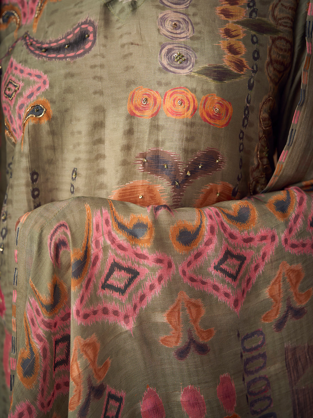 Kora Unstitched Kurta Set - Green