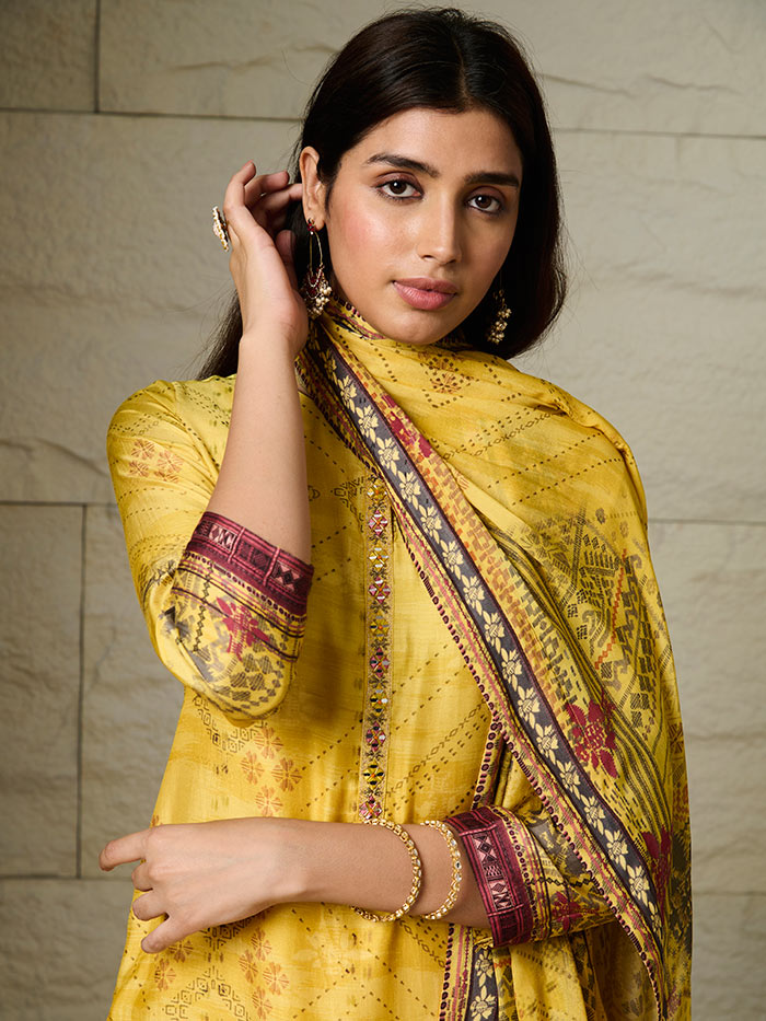 Summerbloom Unstitched Kurta Set - Yellow