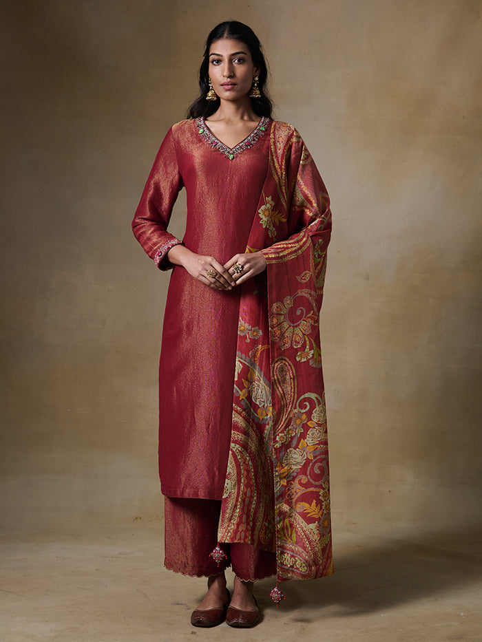 Shifa Kurta Set - Rust