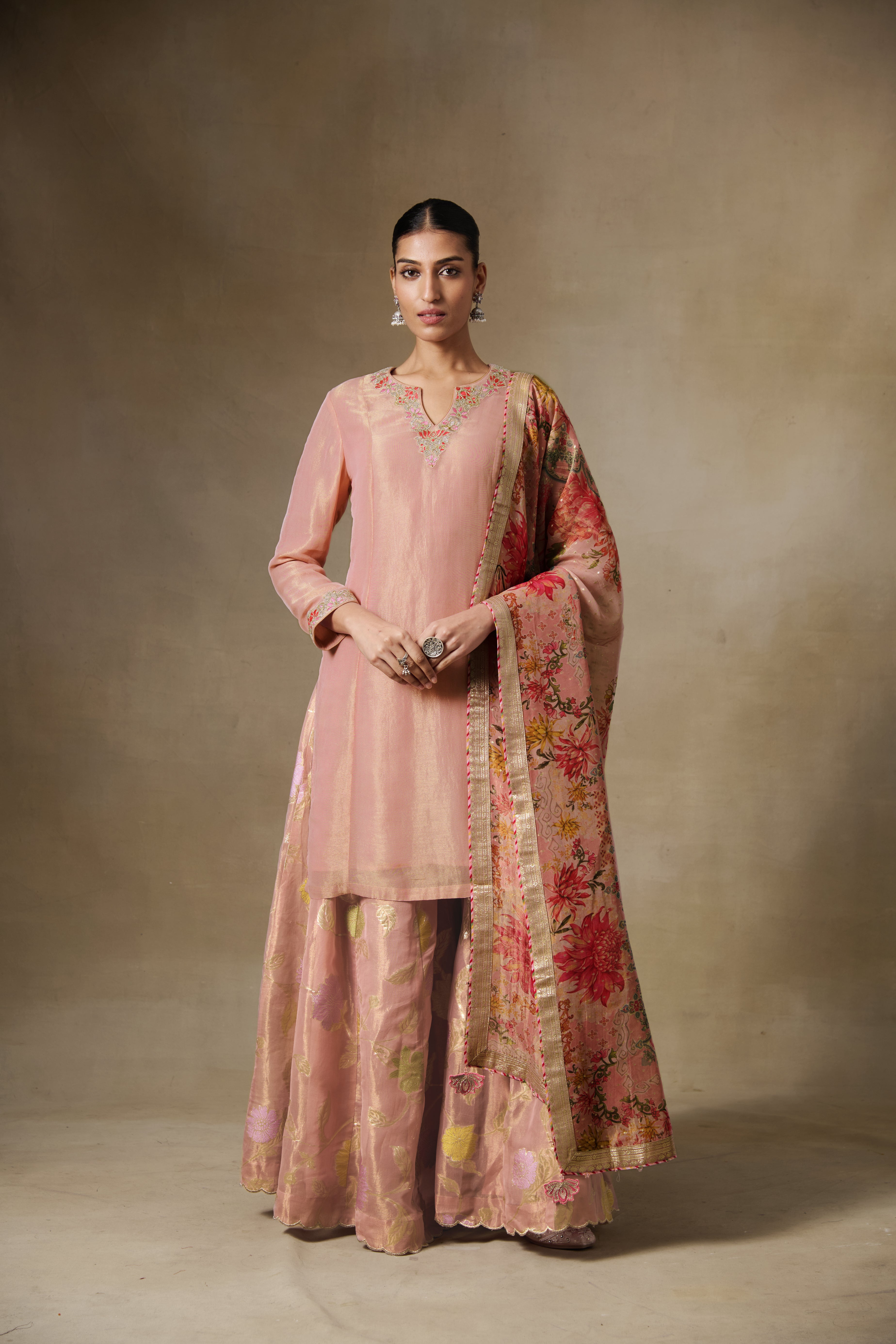 Irja Sharara set with Dupatta - Pink