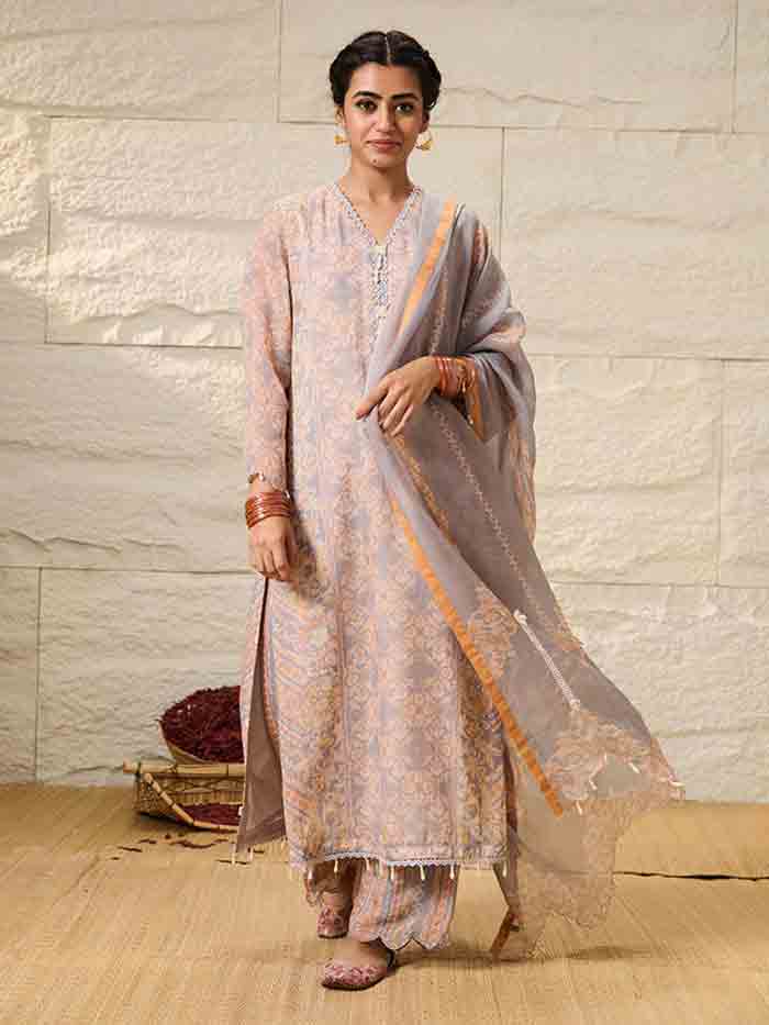 Rekha Kurta Set with Dupatta - Grey