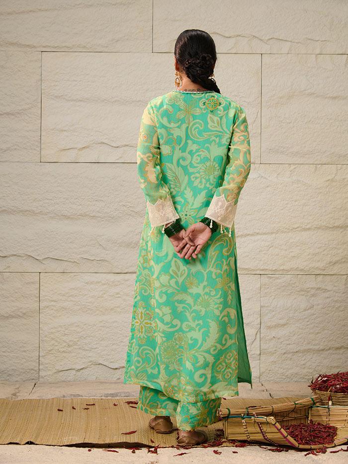 Nira Kurta Set with Dupatta - Green