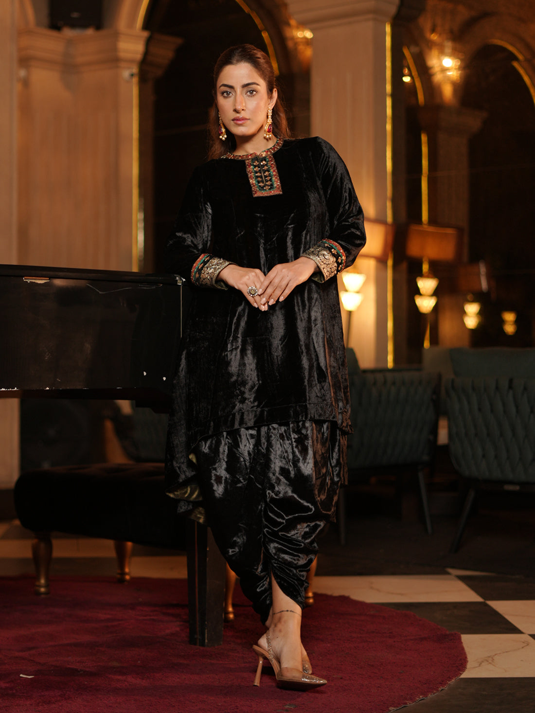 Saaya Kurta Set - Black