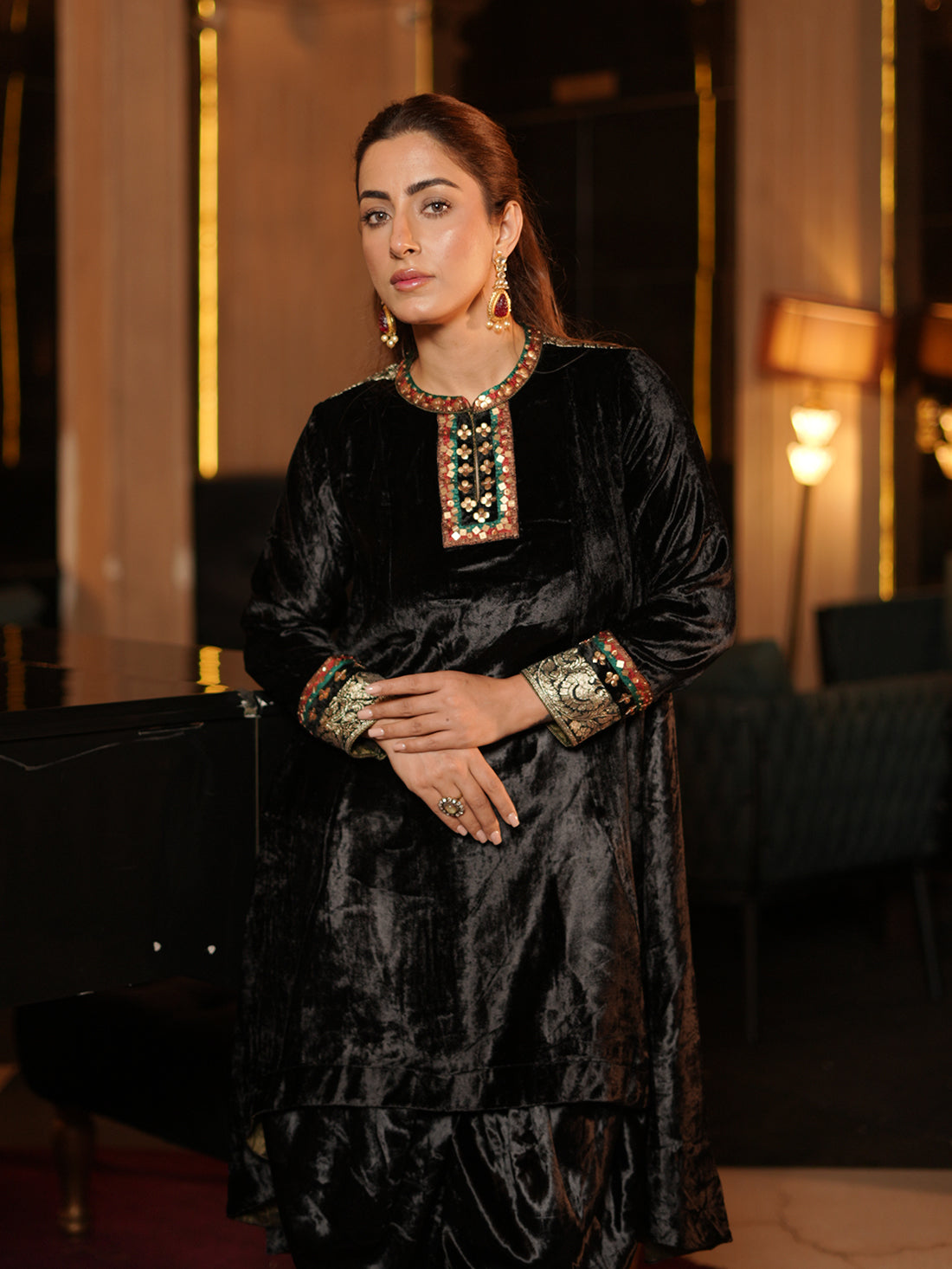 Saaya Kurta Set - Black