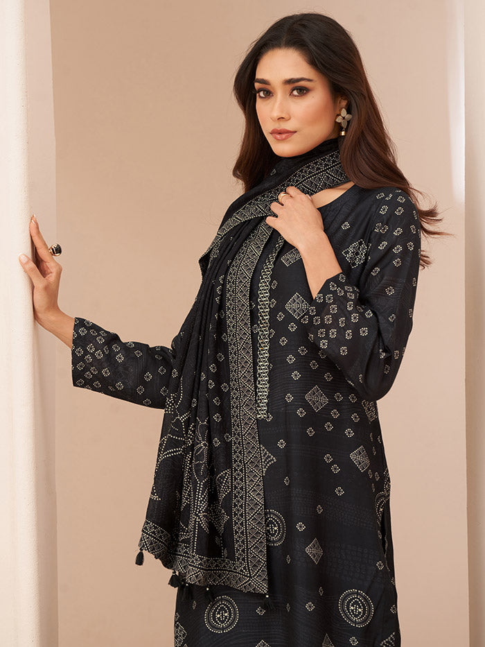 Malika Unstitched Kurta Set - Black