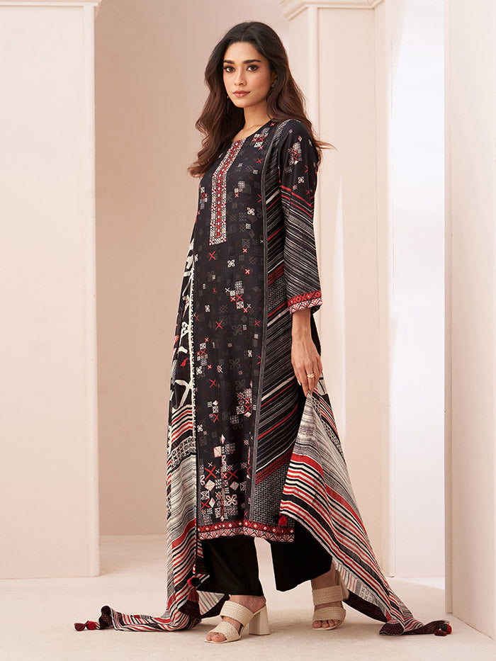 Athkheli Unstitched Kurta Set - Black