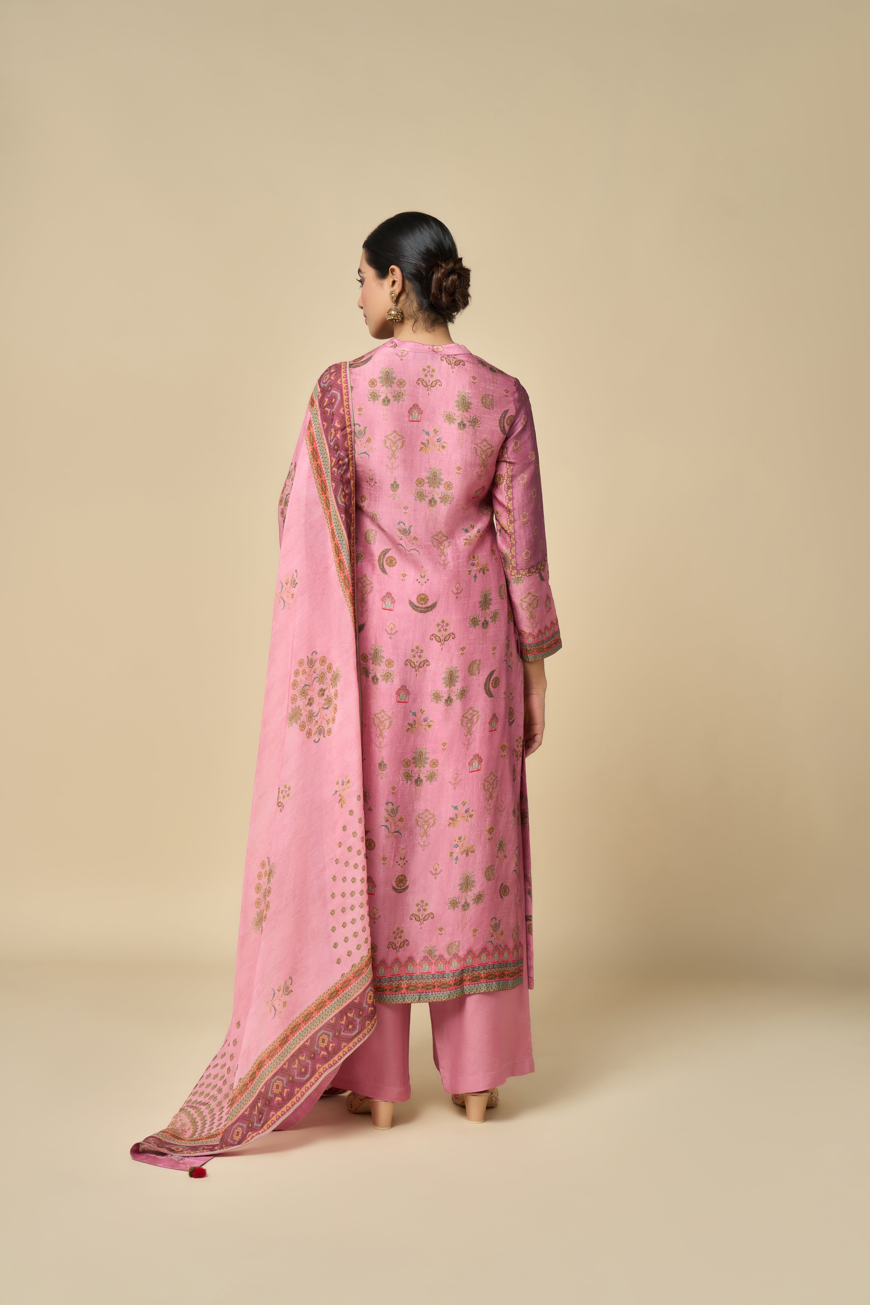 Gulzar Unstitched Kurta Set - Pink