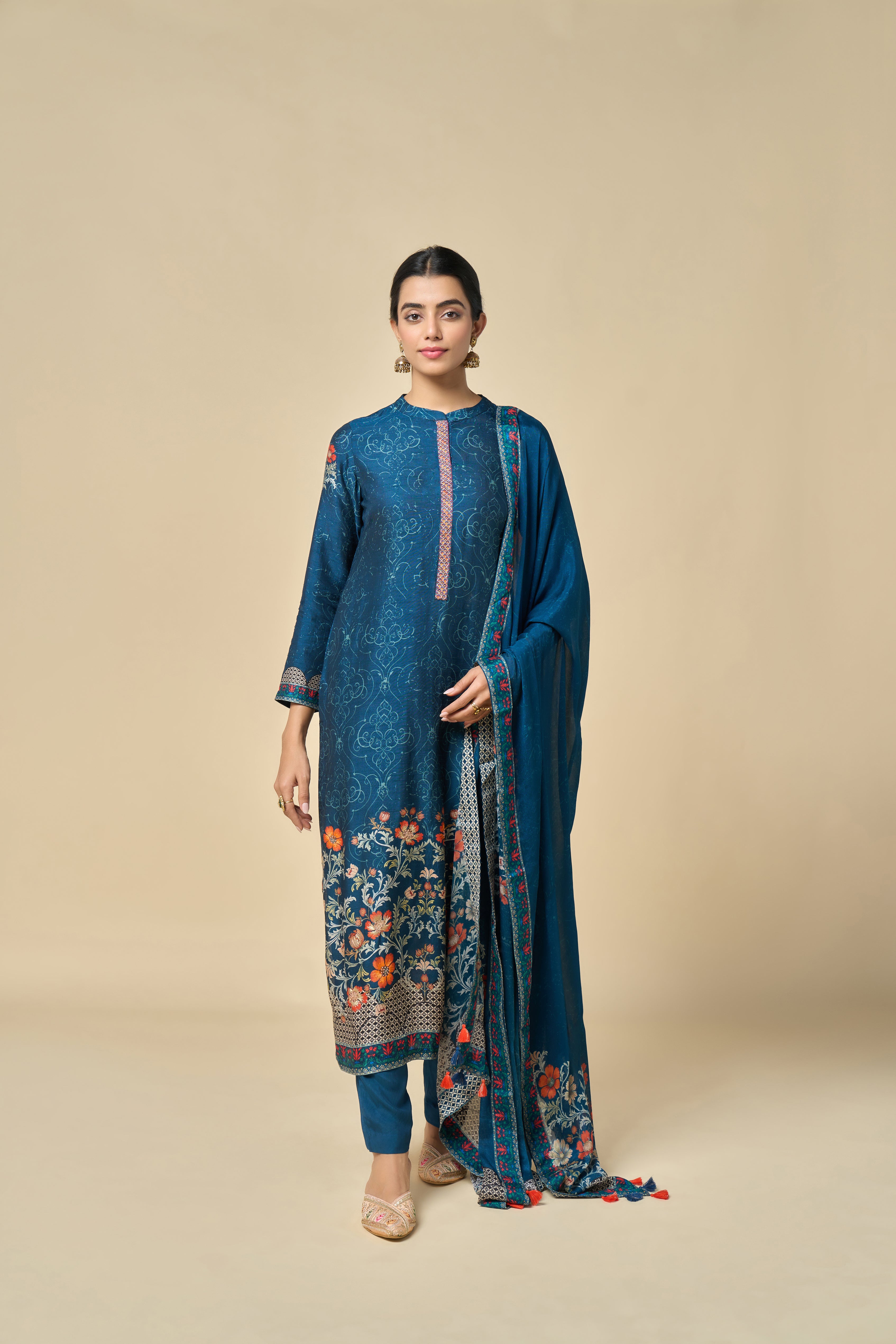 Mehfil Unstitched Kurta Set - Blue