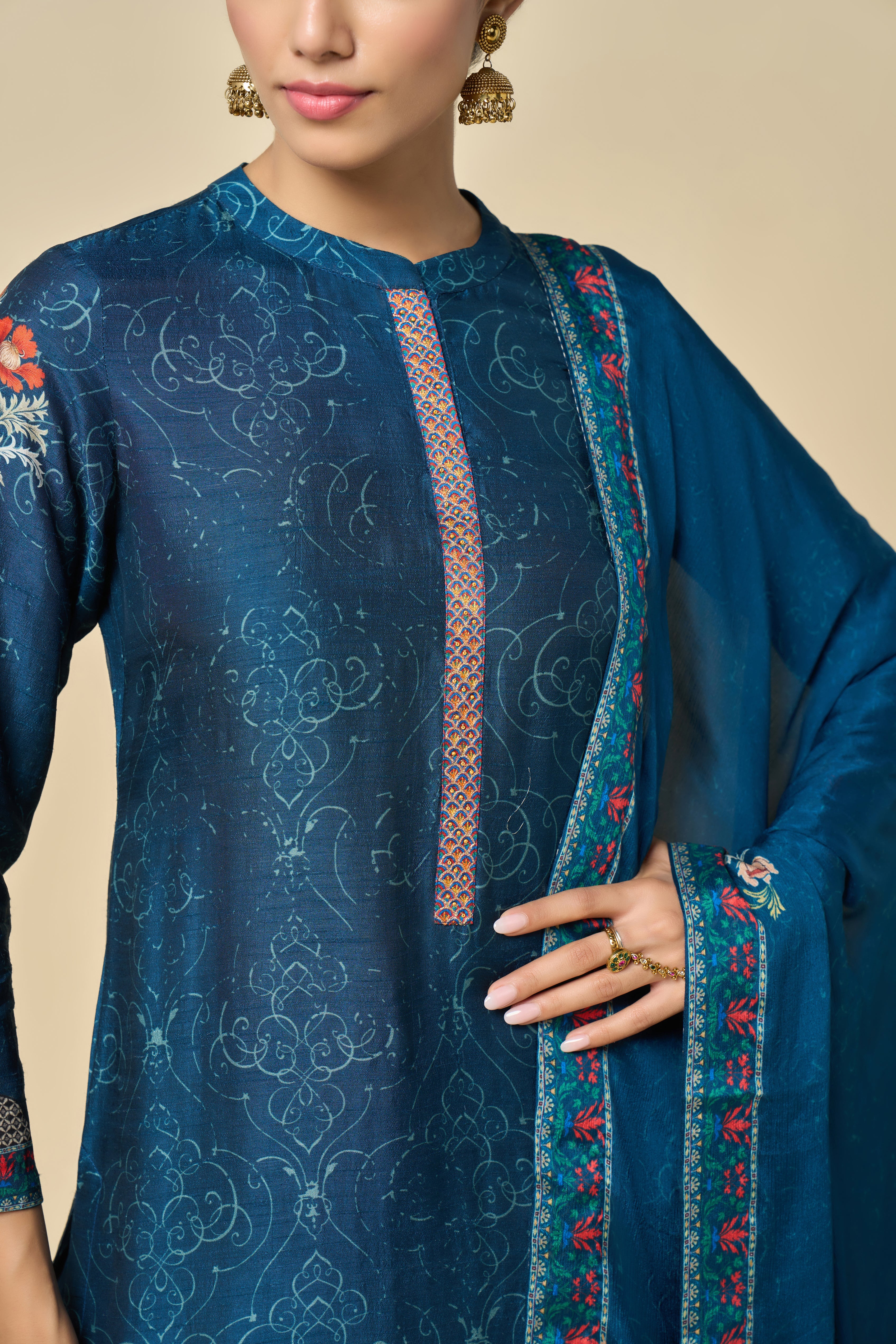 Mehfil Unstitched Kurta Set - Blue