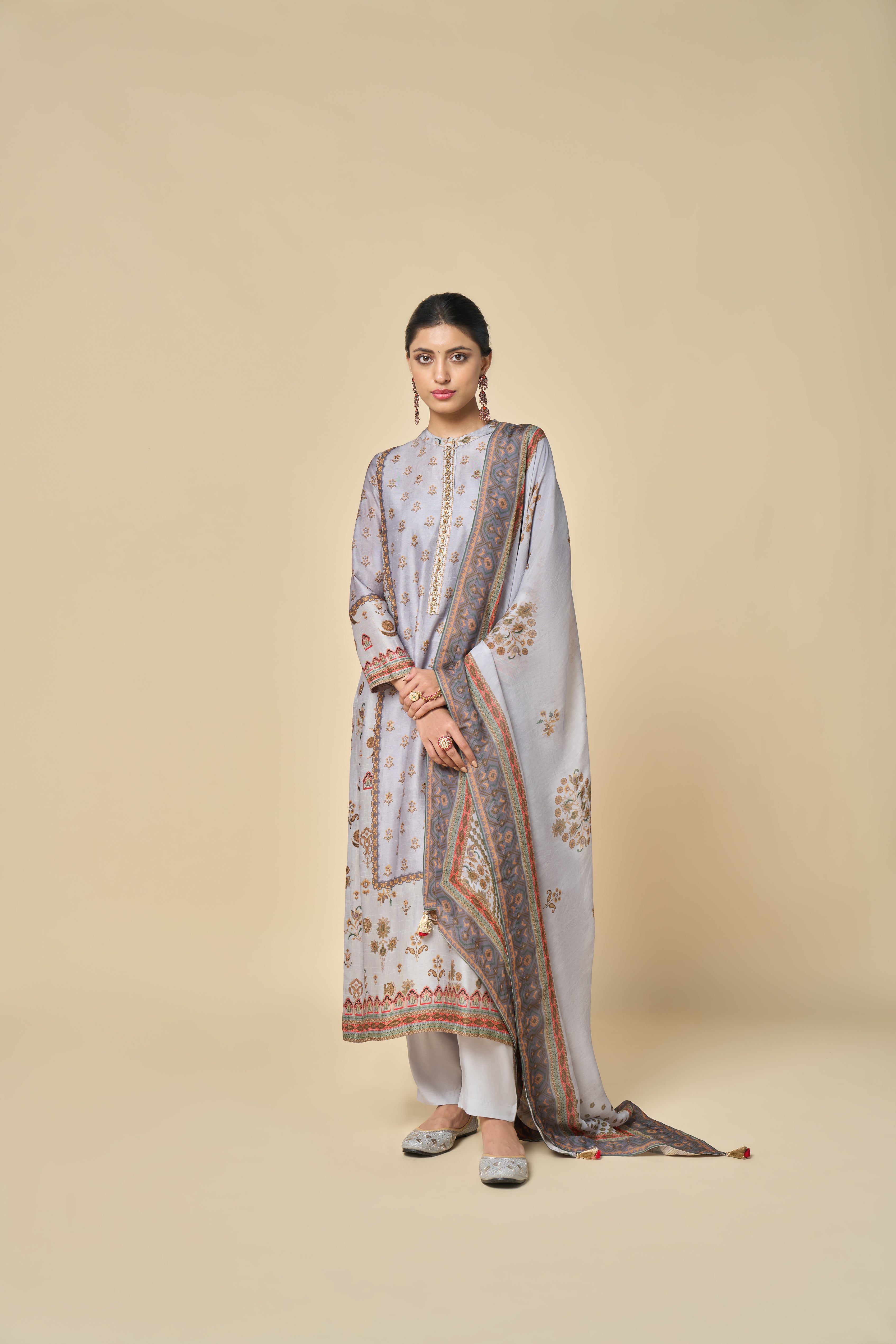 Chandni Unstitched Kurta Set - Grey