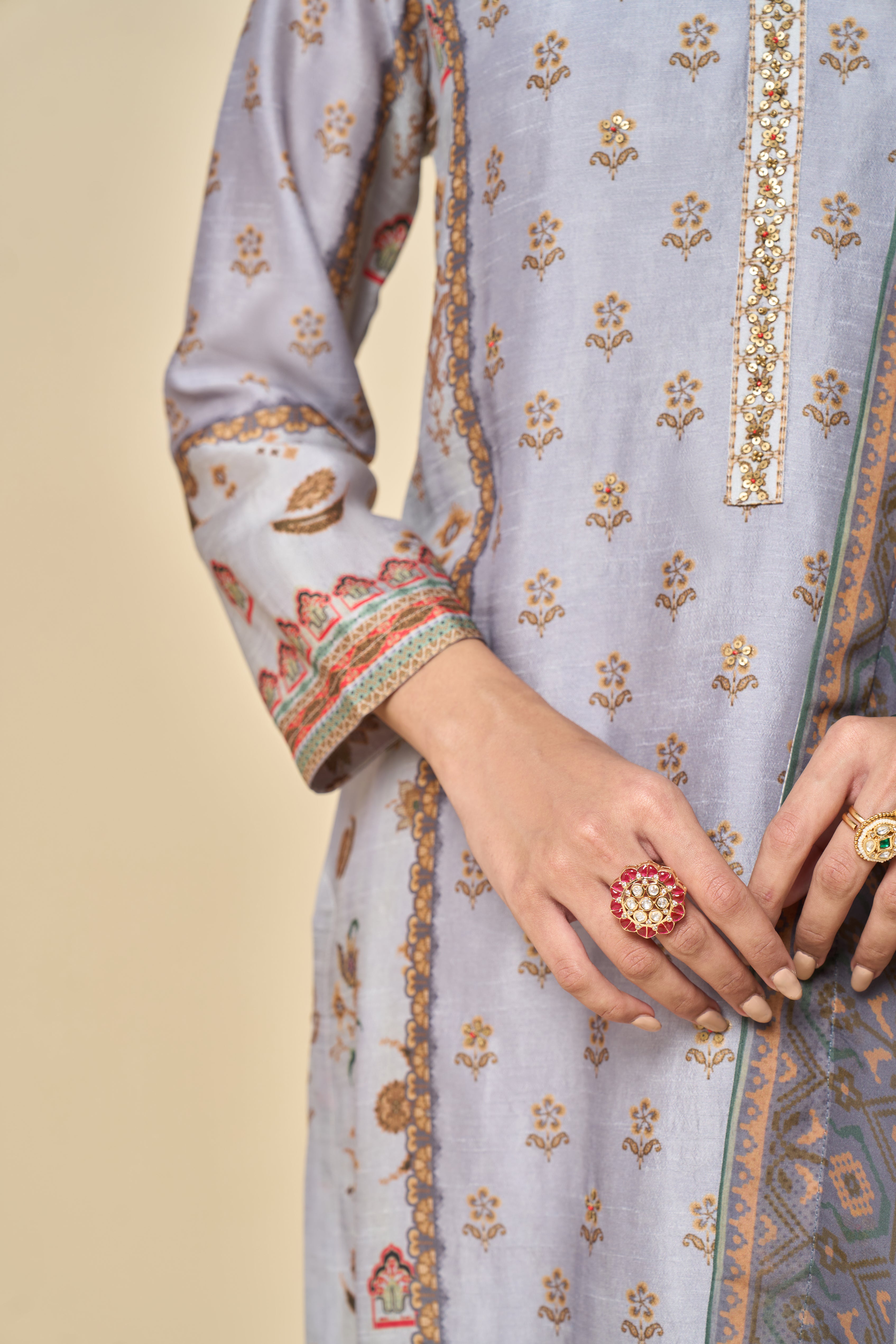 Chandni Unstitched Kurta Set - Grey