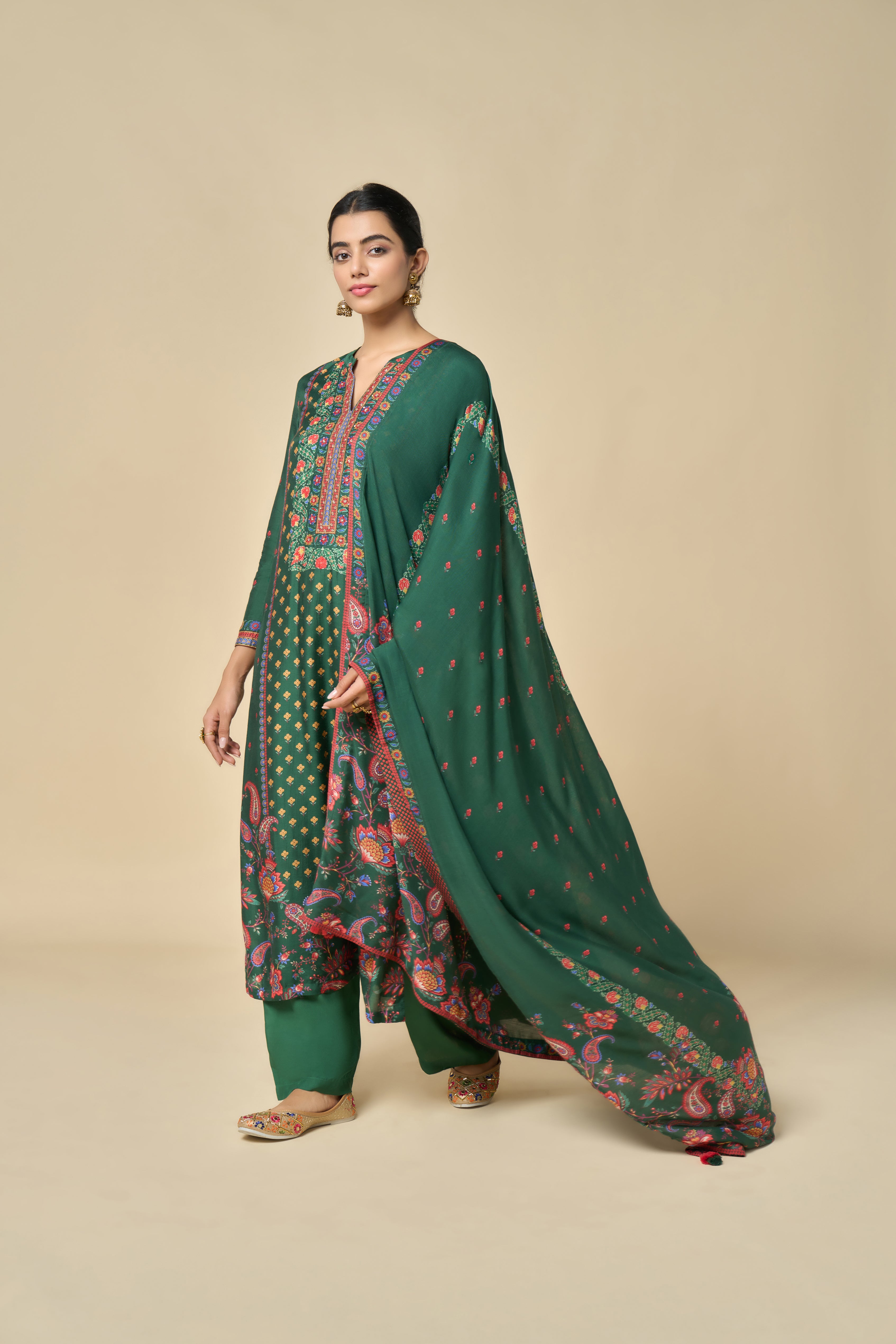 Safa Unstitched Kurta Set - Green