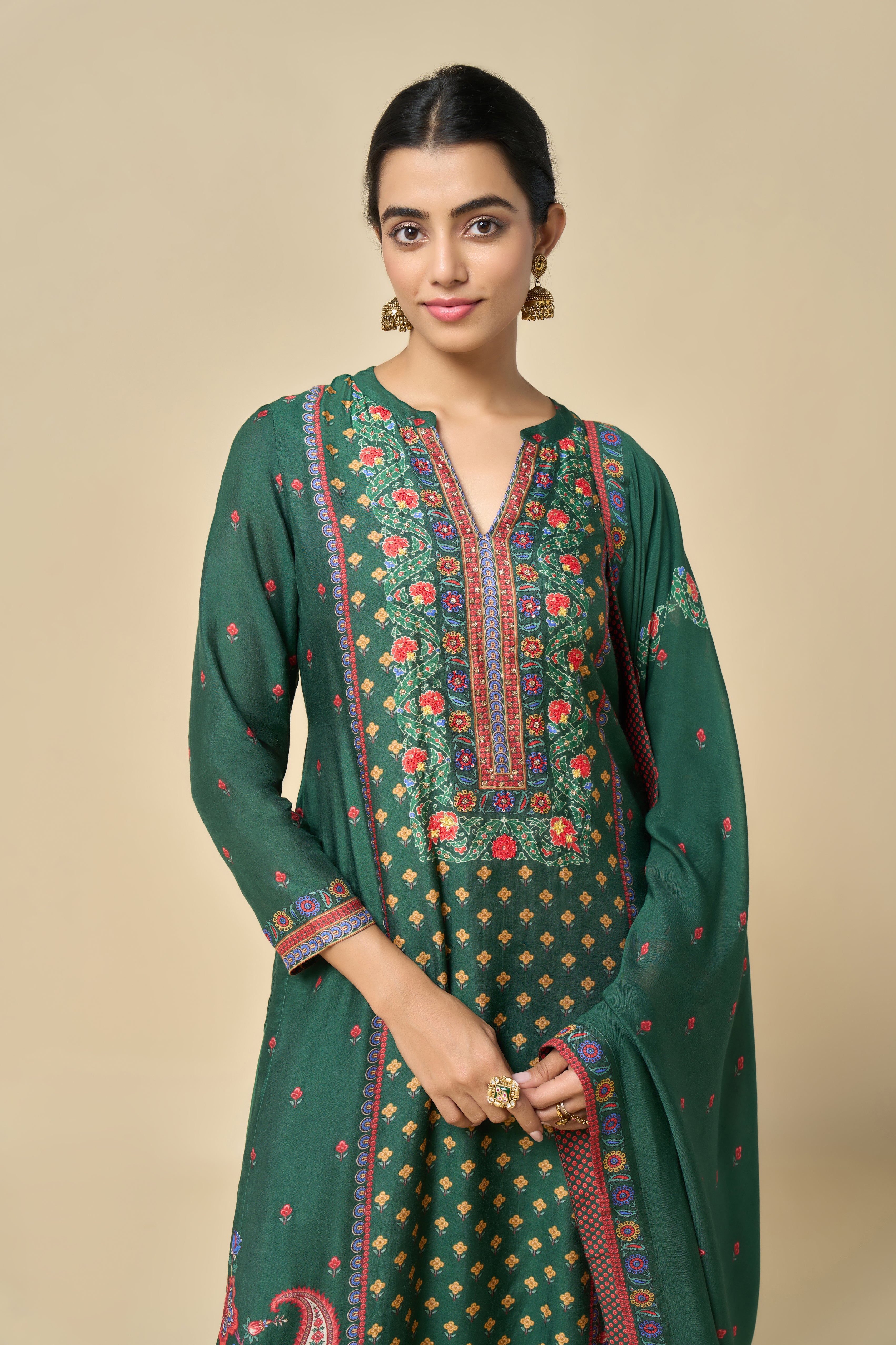 Safa Unstitched Kurta Set - Green