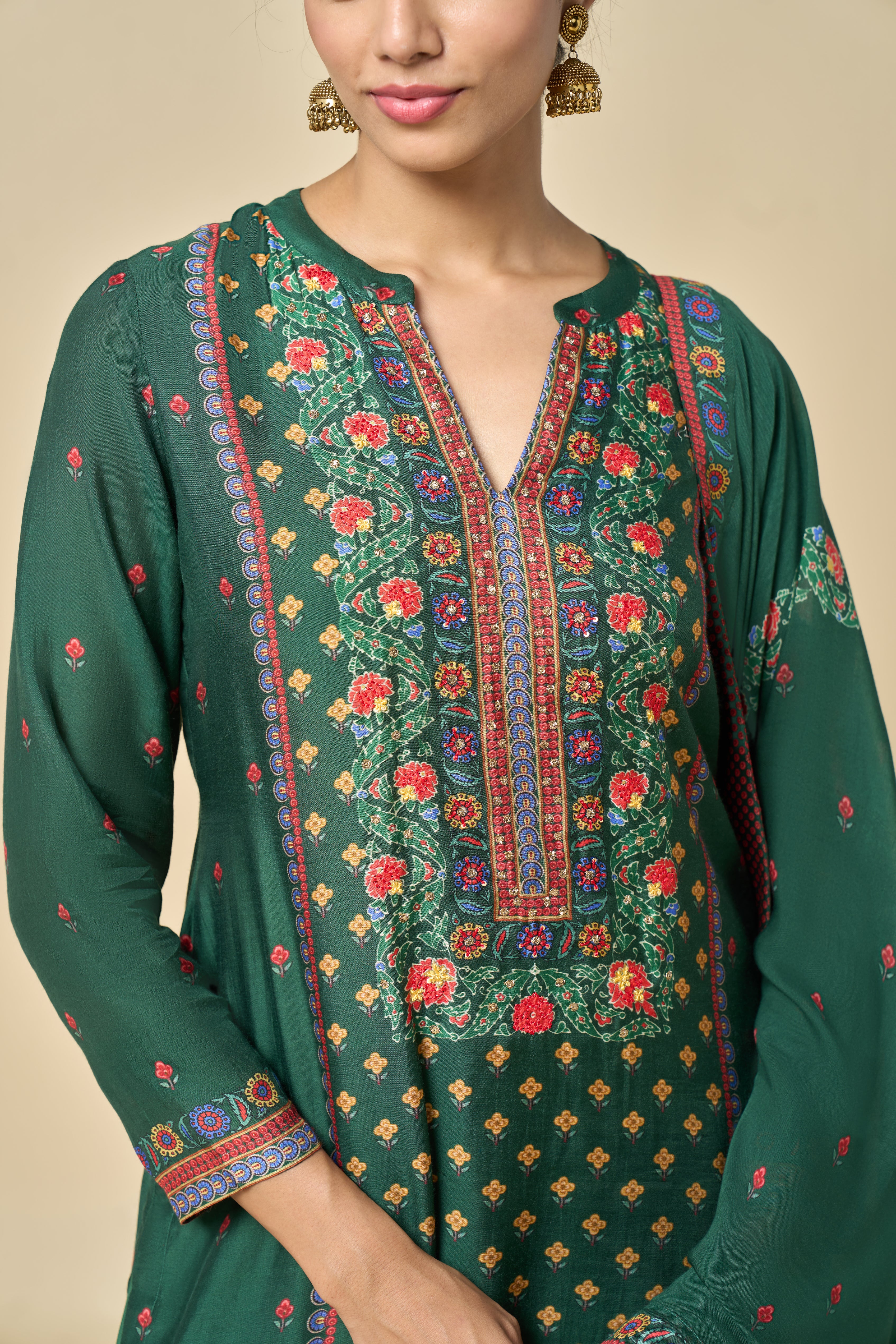 Safa Unstitched Kurta Set - Green