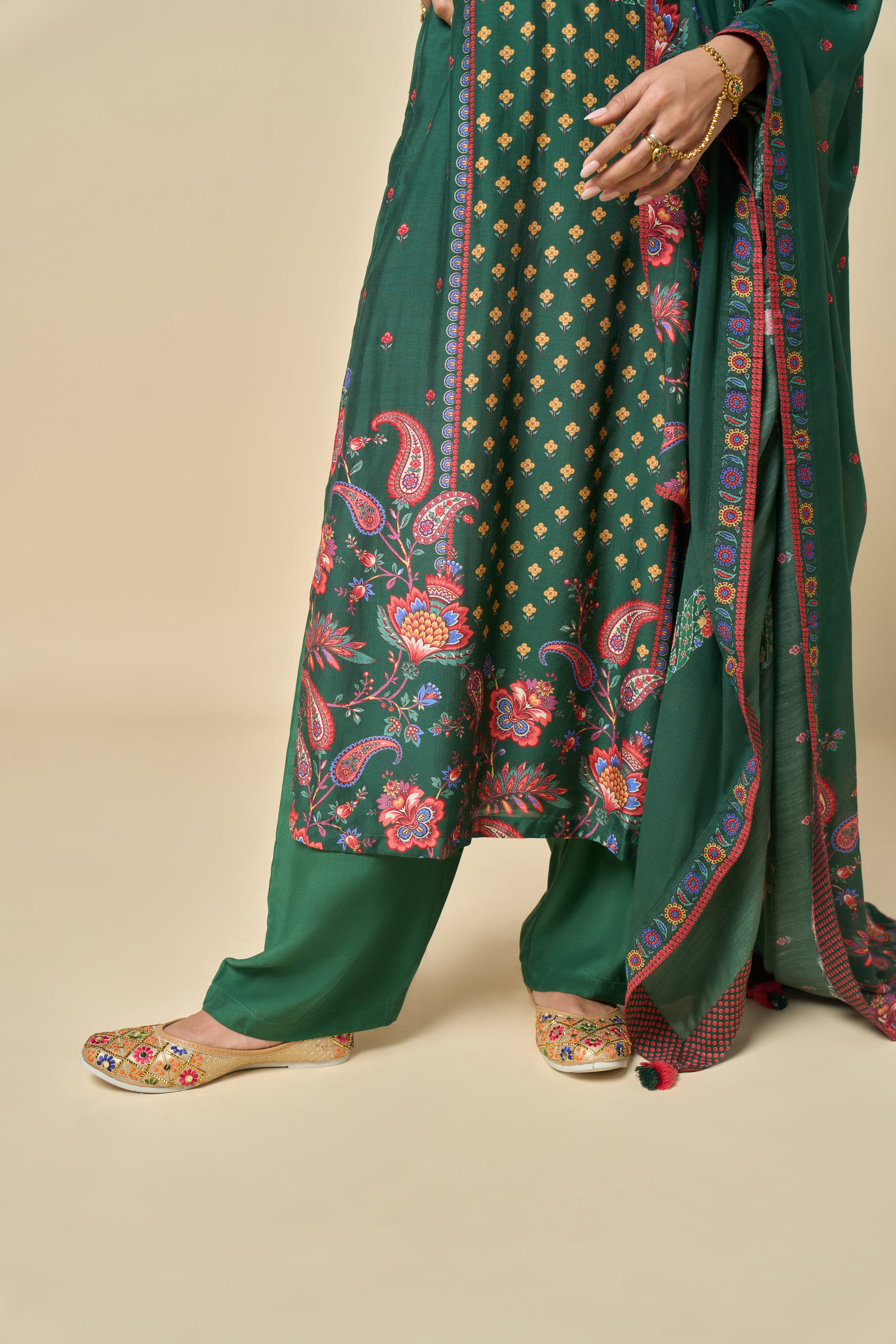 Safa Unstitched Kurta Set - Green