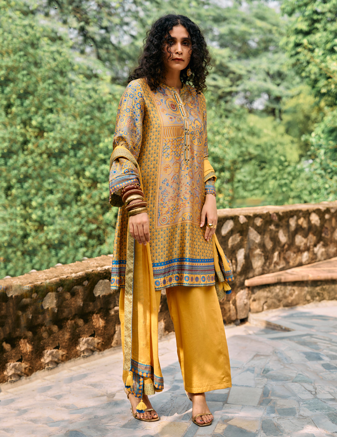 Santiya Kurta Set with Dupatta - Yellow